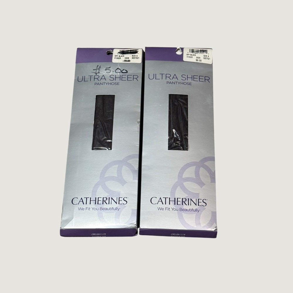 Catherines Ultra Sheer Pantyhose Lot of 2 Black Size A Plus Size Office Preppy